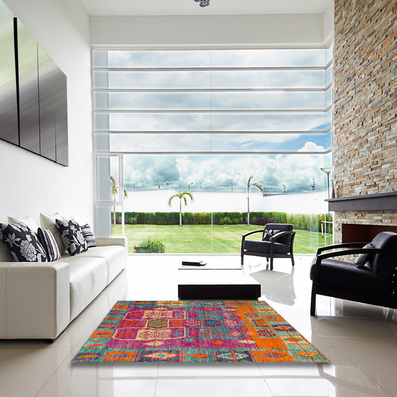Tapis abstrait 411 moderne, Carré 6 pi