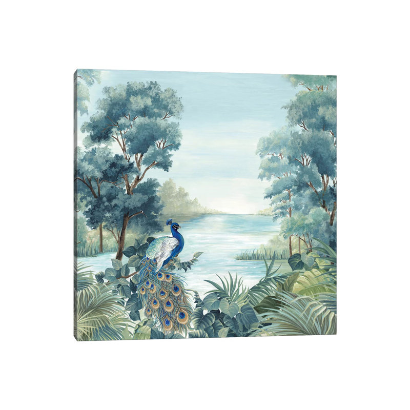 Peafowl by Eva Watts - Painting on Canvas, 93.98cm H x 93.98cm W x 1.91cm D, Wrapped Canvas
