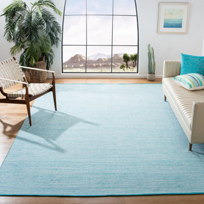 Leonardo Handmade Flatweave Cotton Aqua/Blue Area Rug