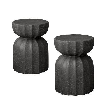 2 pièces, table basse et côté imperméables en ciment gris de 13 po pour le salon, conception à faible entretien, jardin de patio, installation facile