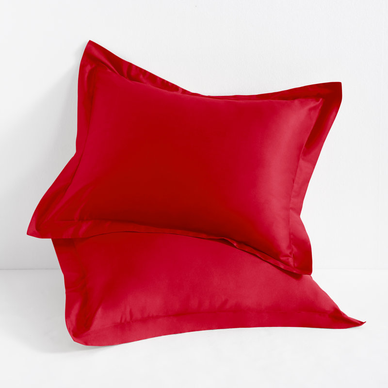 Egyptian-Quality Cotton Sham Covers, 500 Thread Count Cotton Sateen Square Pillow Covers - NTBAY, Standard, Red
