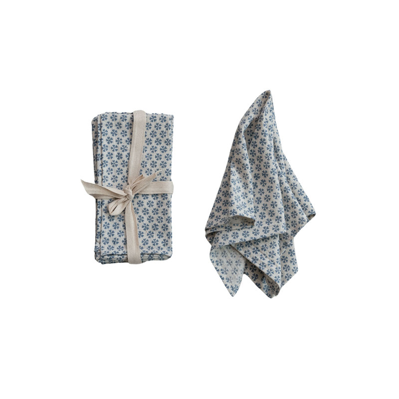 Cotton & Linen Printed Napkins With Pattern