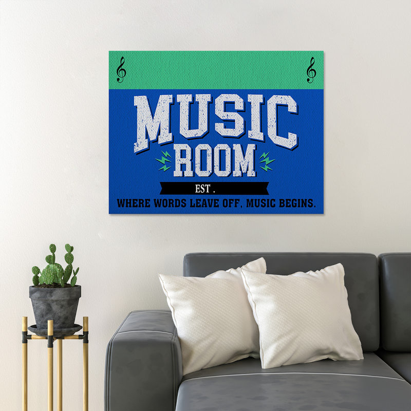 «Music Room - Where Words Lea Off Music Begins», reproduction d'art graphique sur toile tendue 1 pièce