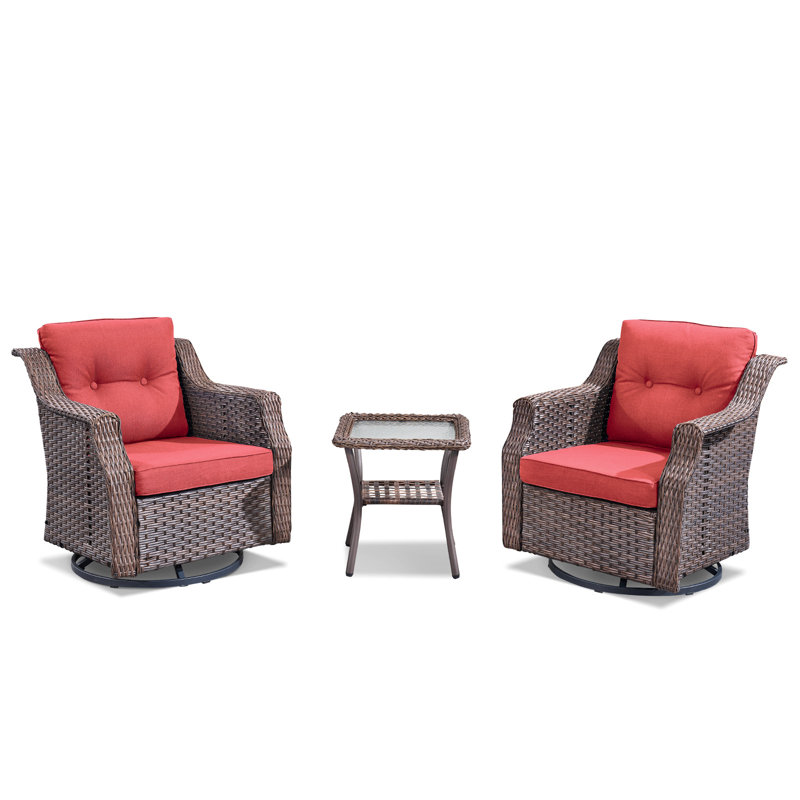 Ensemble de chaises berçantes pivotantes pour l'extérieur, Rouge