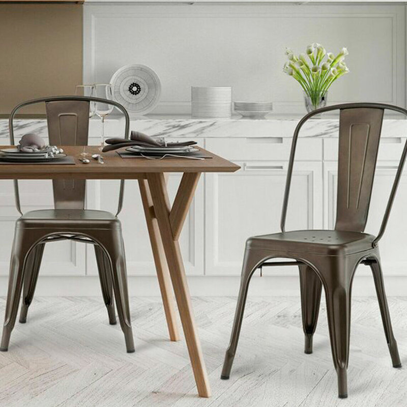 Isaul 15'' H Metal Side Chair, Gun Metal