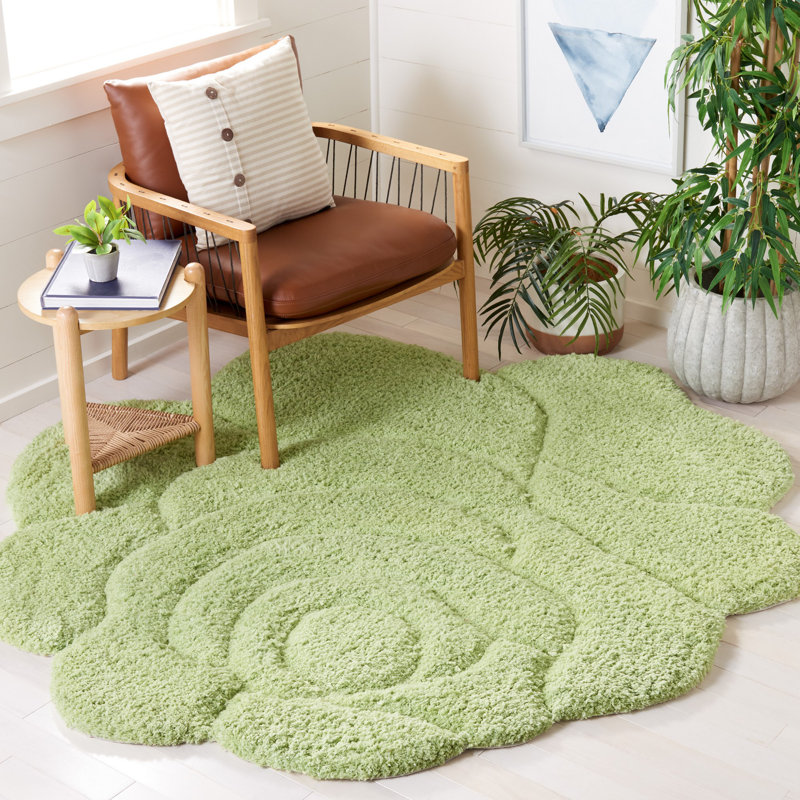 Kalsey Novelty Hand Tufted Performance Floral Rug, Round 6'