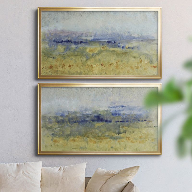 Open Terrain I - Ensemble de 2 peintures sur toiles encadrées, H 45 po x l 42,5 po x P 1 po, Cadre doré