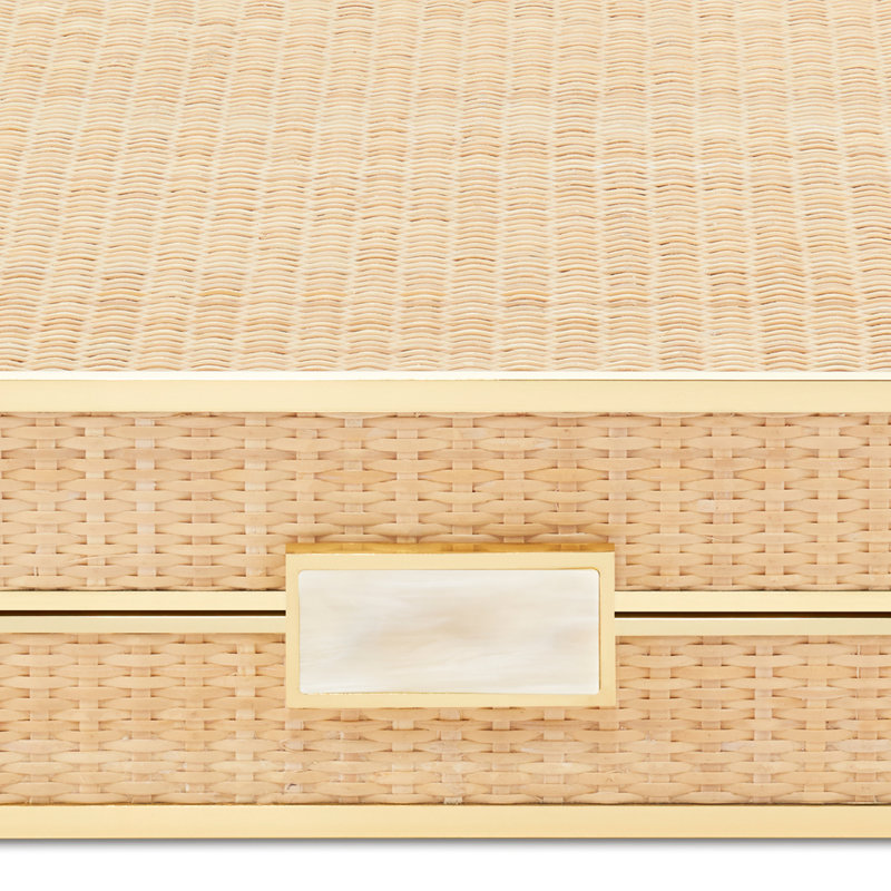 Handcrafted Beige Cane and Brass Backgammon Set