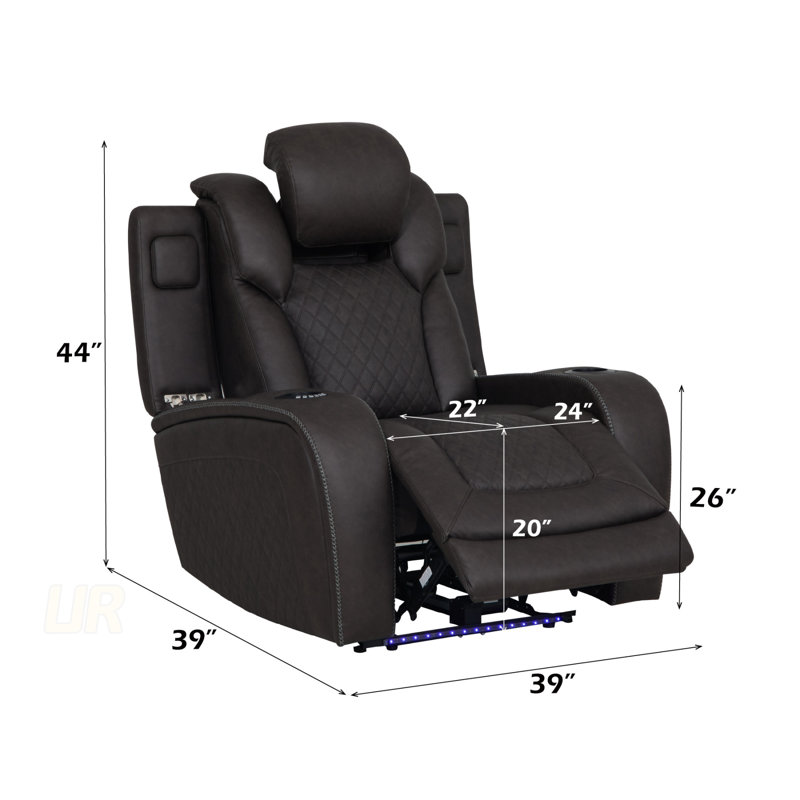 Fauteuil inclinable électrique en microfibre Wendell avec rangement, ports USB et éclairage DEL pour un confort et une commodité ultimes