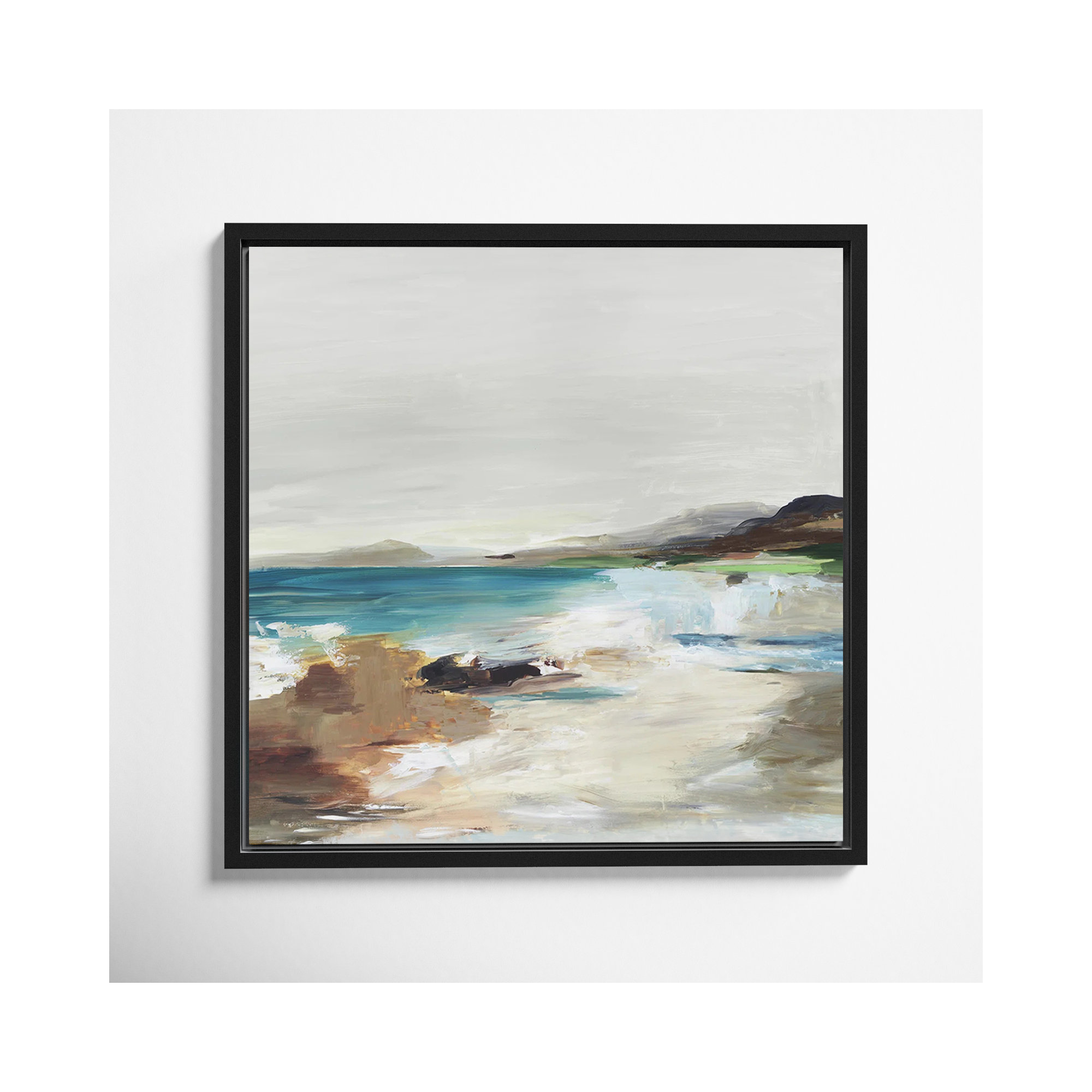 Calm Lake II by Allison Pearce - Floater Frame Print on Canvas, Black Framed, 13.5" H x 13.5" W
