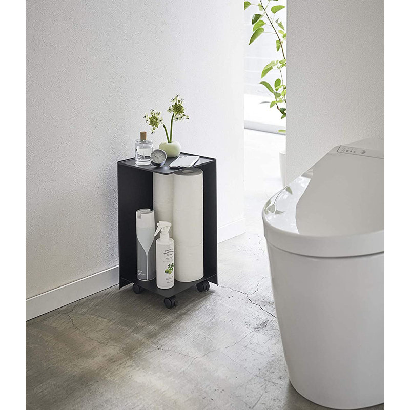 White Steel Rolling Bathroom Organizer with Wheels