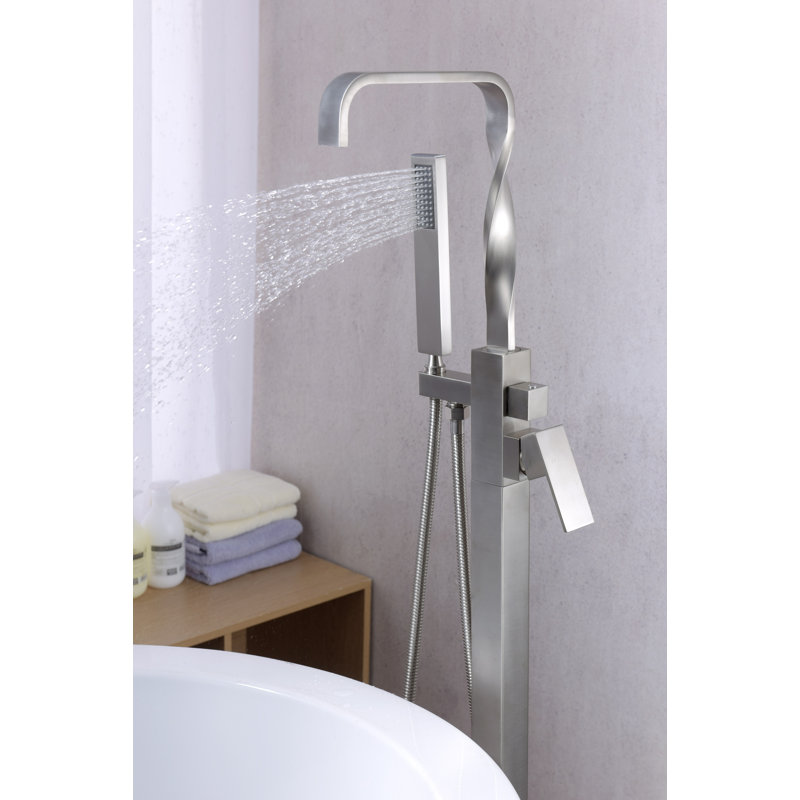 2 Handle Floor Tub Filler with Diverter, Brushed Nickel