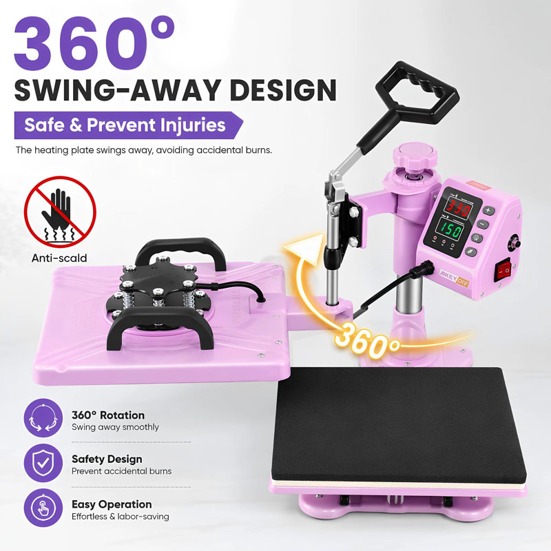 5 in 1 Heat Press Machine for t Shirts Professional Swing Away Heat Press Digital Combo 12" x 15" 360-degree Rotation Shirt Press Machine Sublimation