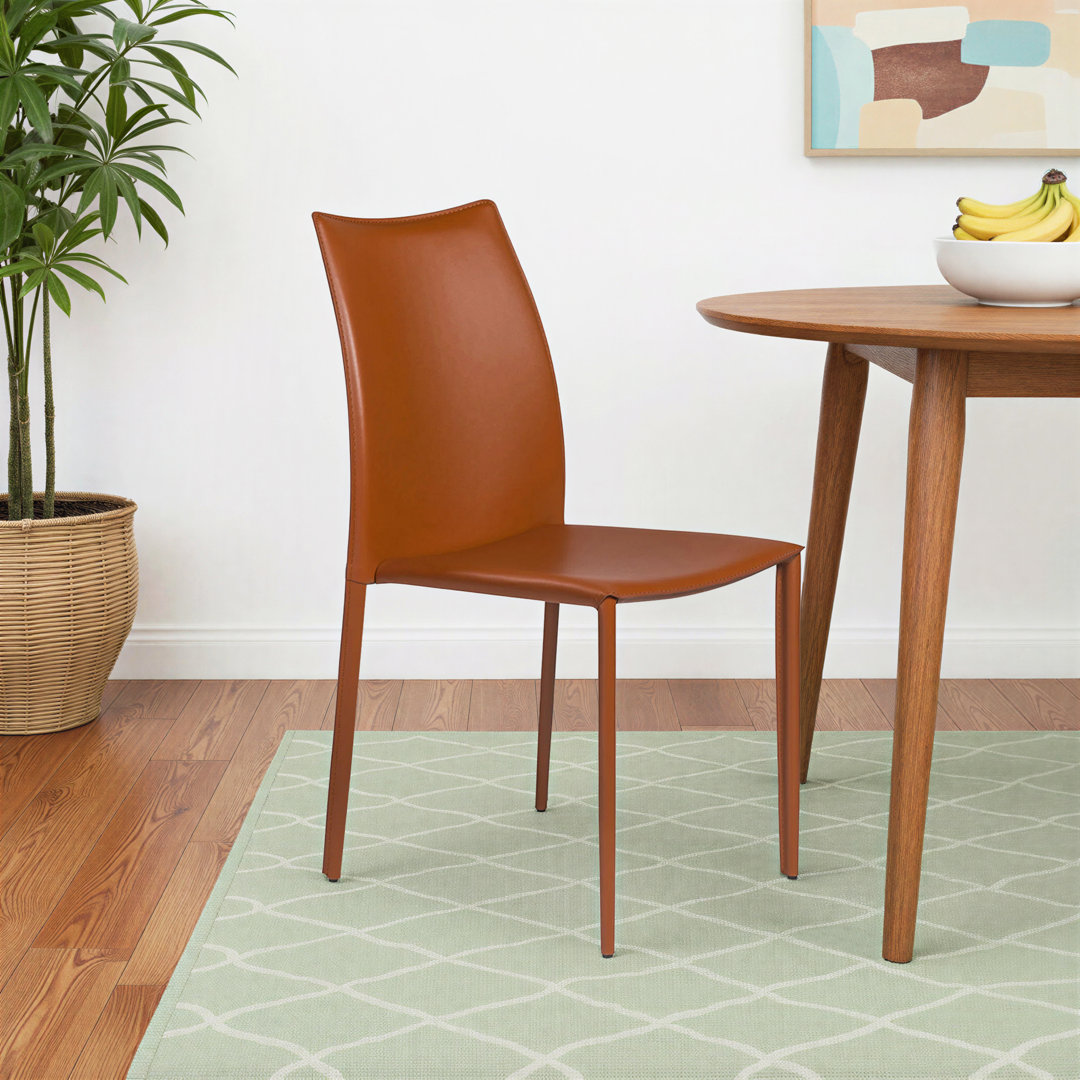 Sokol 18.5'' H Faux Leather Upholstered Metal Stacking Chair (Set of 2) Mercury Row® Upholstery 