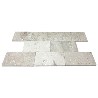 Carrelage métro 3 "x 6" en pierre fossile