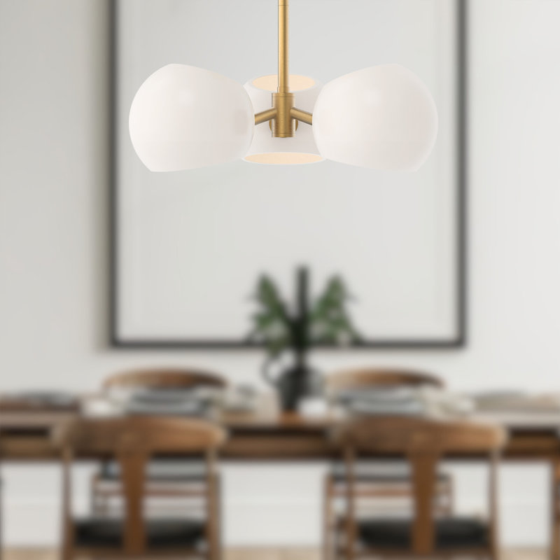 Willow 3 - Light Unique/Statement Pendant, Brushed Gold, Opal