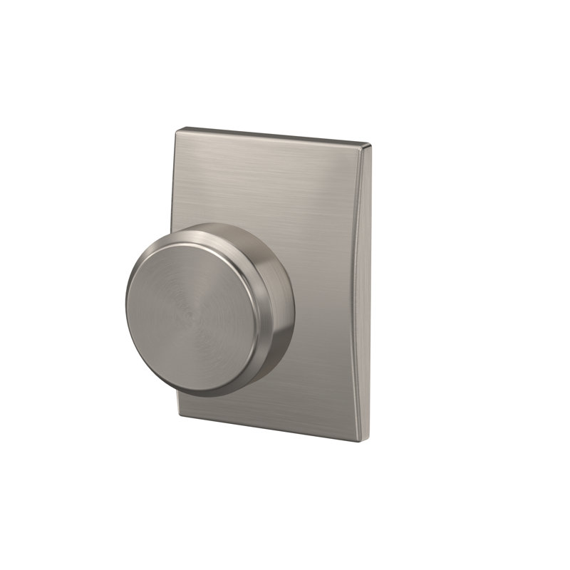 Bowery Non-Turning Knob with Century Trim, Satin Nickel, 5.16" H x 2.75" W x 2.72" D