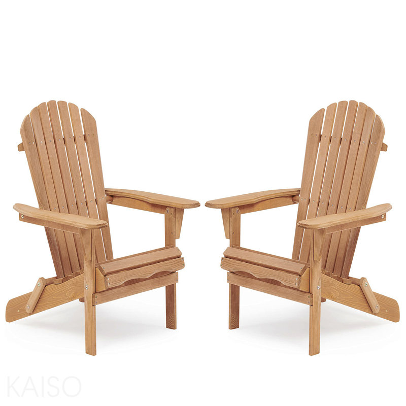 Ensemble de 2 chaises de patio pliantes en bois Adirondack pour le jardin, le jardin, la pelouse, la cour, la terrasse, le bord de la piscine, le foyer d'extérieur