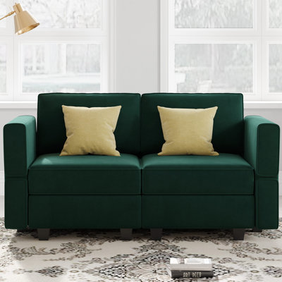 3-Piece Symmetrical Modular Sectional Loveseat Upholstered Velvet Storage Apartment 2-Seat Sofa -  Mercer41, DC9EA8E98F6A4DD3985D200A1B57FD54