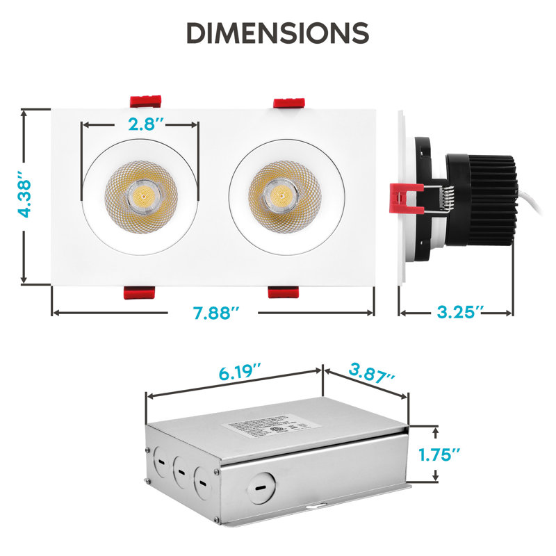 4.38'' Selectable Color Temperature Dimmable Air-Tight IC Rated LED Canless Recessed Lighting Kit