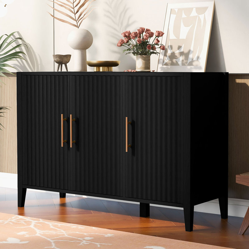 Buffet 48 "avec 3 portes ondulées, Blanc