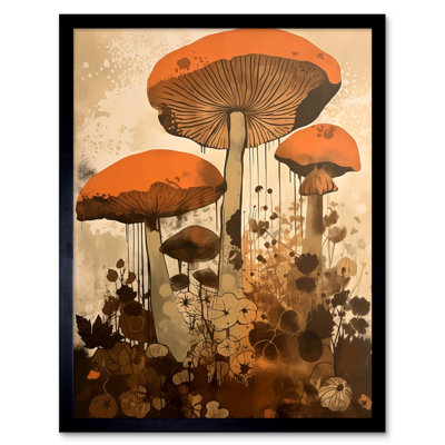 Menadevi Red Mushroom Fungi Ehy Pastel Cottagecore Rustic Decor - Single Picture Frame Print