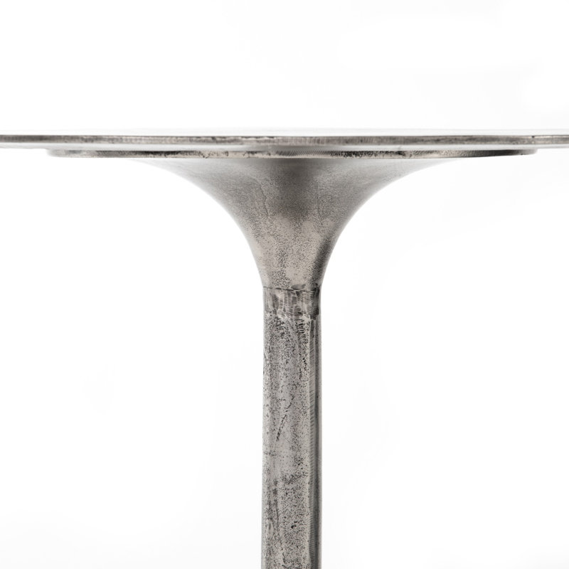 Felix Pedestal Dining Table, Raw Antique Nickel, Bar Height ( 42" Height)