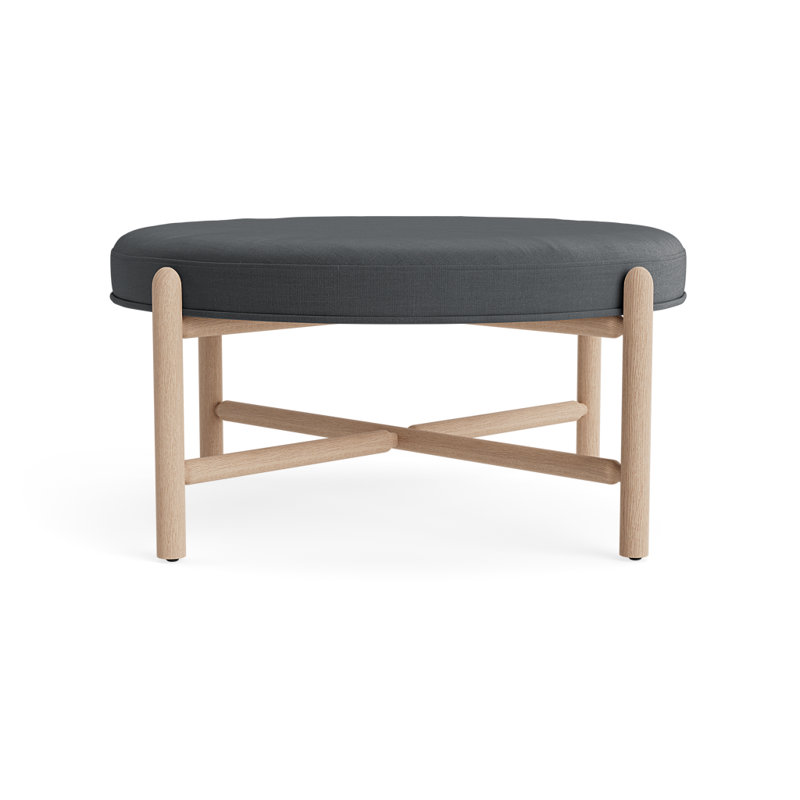Vane 36" Upholstered Ottoman, Charcoal, Oak
