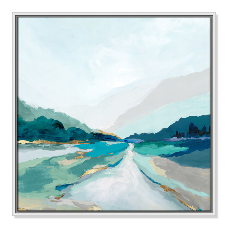 «Hope Creek - Blue Square Version Print» par Isabelle Z, Blanc, H 25,5 po x l 25,5 po