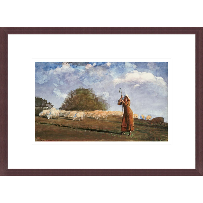 «The Young Shepherdess» par Winslow Homer, impression giclée encadrée, H 12,35 po x l 16,75 po