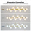 Lustre linéaire moderne en verre bullé à 56 lumières à intensité variable de 56 po Spoutnik-1695430289
