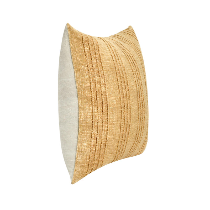 Kara Cotton Striped Throw Pillow Cover & Insert, Yellow Striped