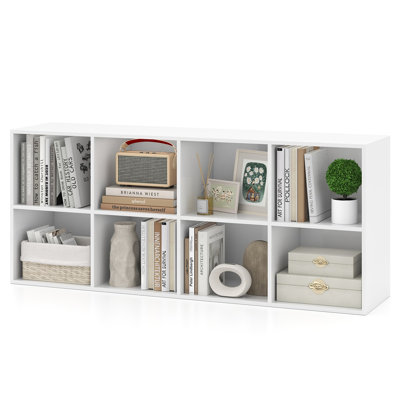 8-Cube Bookshelf with Anti-Tip Kits, Engineered Wood Storage Organizer for Living Room, Bedroom & Study, Easy-Assembly Display Shelving Unit, White