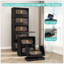 Noir, armoire de rangement pliante latérale de 24 po de large, 4 niveaux, 23,62 po x 13,78 po x 48,43 po, bacs de rangement pliables avec porte magnétique, armoire de rangement en plastique avec roues