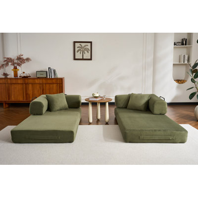 Canapé-lit convertible avec coussin cylindrique, canapé-lit pliant en velours côtelé avec cadre de forme fixe, canapé-lit de salon pour chambre à coucher