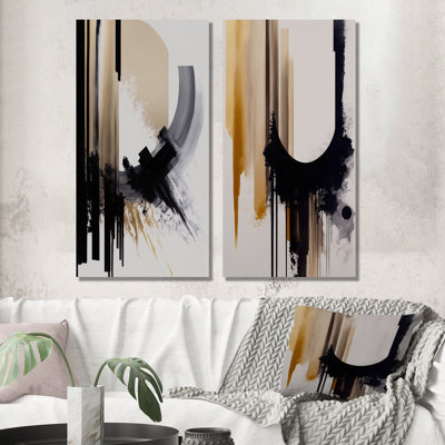 «Black, White and Gold Expression IV», 2 pièces sur toile