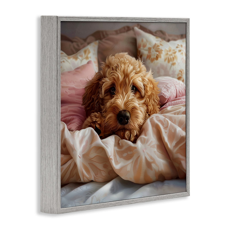 «Stupell Industries Nap Time Cuddling Pup», art de la giclée encadrée par Jim Baldwin, Estampe numérique Farmhouse