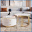 Modern 2-Piece Nesting Coffee Table with Storage Drawers, Space-Saving Gold Accent for Living Room