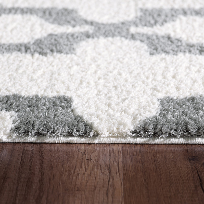 Tapis blanc/argenté Kempf, Rectangle 9 pi 2 po x 12 pi 10 po