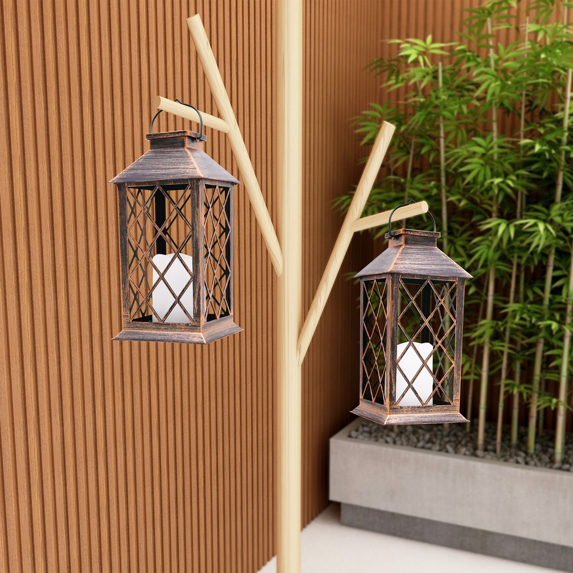 Gravitt 11 Solar Powered Integrated LED Outdoor Lantern (Set of 2) Longshore Tides Color: Gray