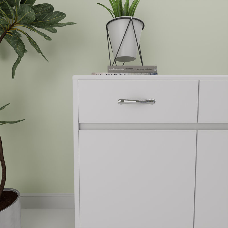 Three Door Side Table, White