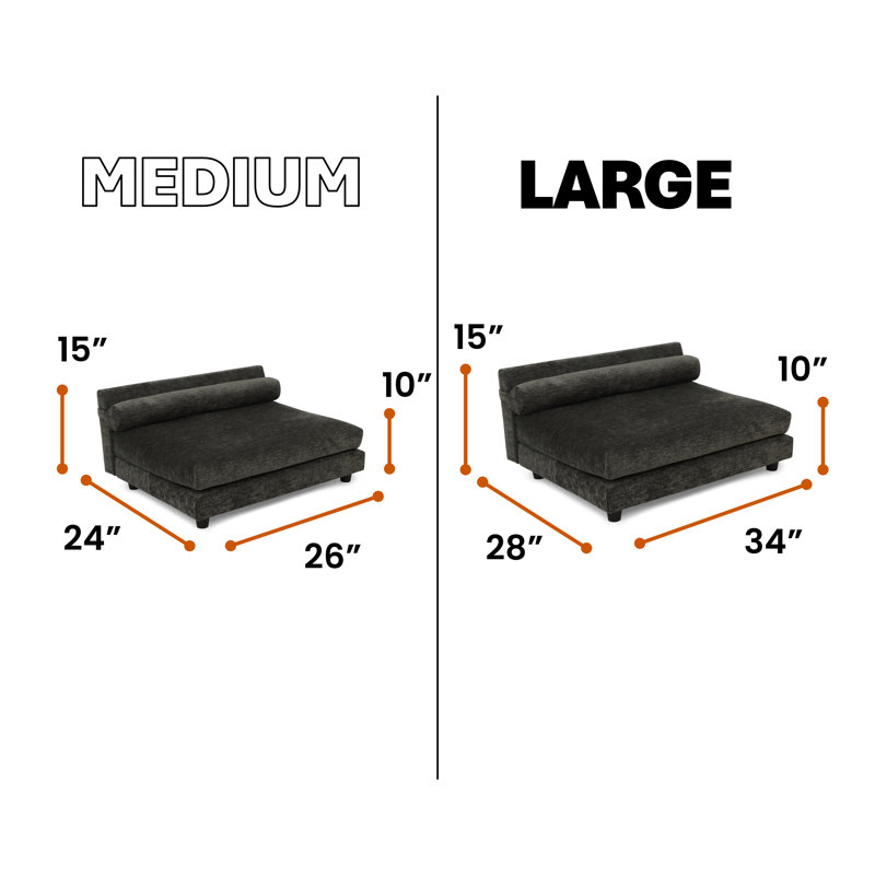 Canapé pour chien Soho, Charbon de bois, Moyen (l 26 po x P 24 po x H 16 po)