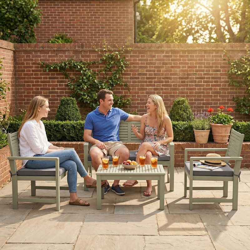 Garden Sofa Set, Grey Cushion/Grey Frame