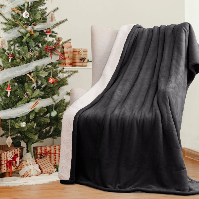 Couverture chauffante en flanelle et en sherpa SEALY, Lit double, Noir