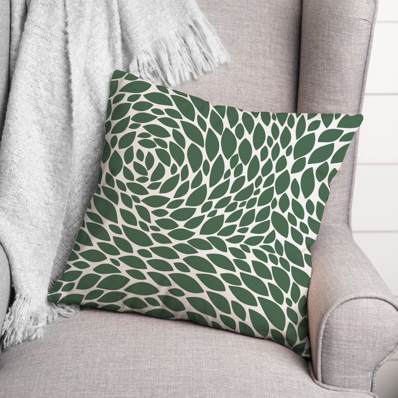 Abstract Outdoor Throw Pillow, 16" x 16", Green