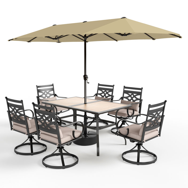 Leonard 6 - Person Patio Dining Set with Rectangular Table , Cushions Included