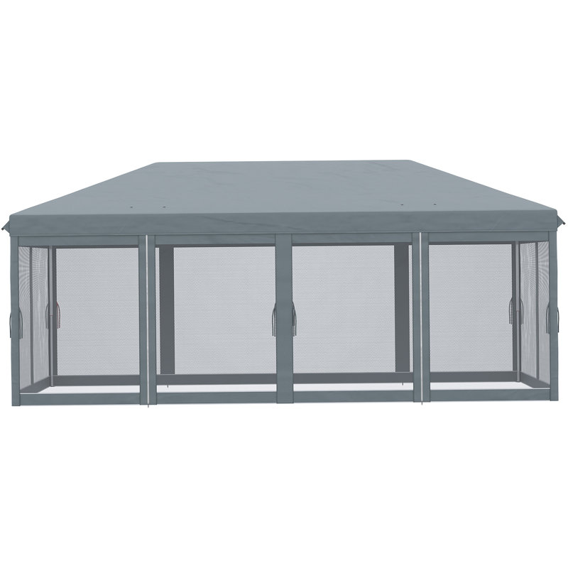 Tente avec auvent Pop Up Outsunny, Gris