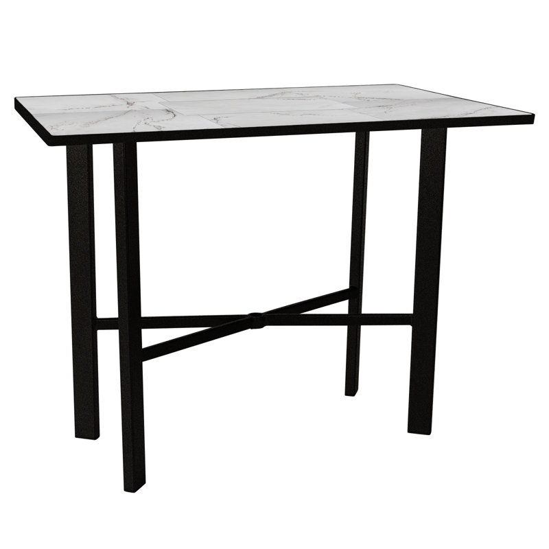 Tables Outdoor Rectangle Bar Table, Carbon Black, Pallazo White