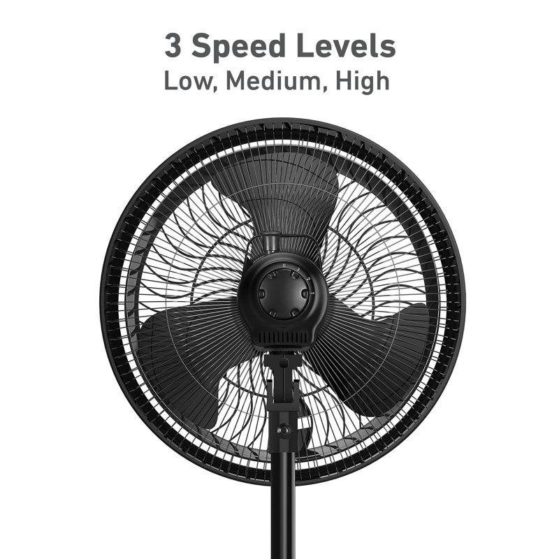 16" Outdoor Misting Manual Oscillating Stand Fan with Hose Connection, 3 Speeds