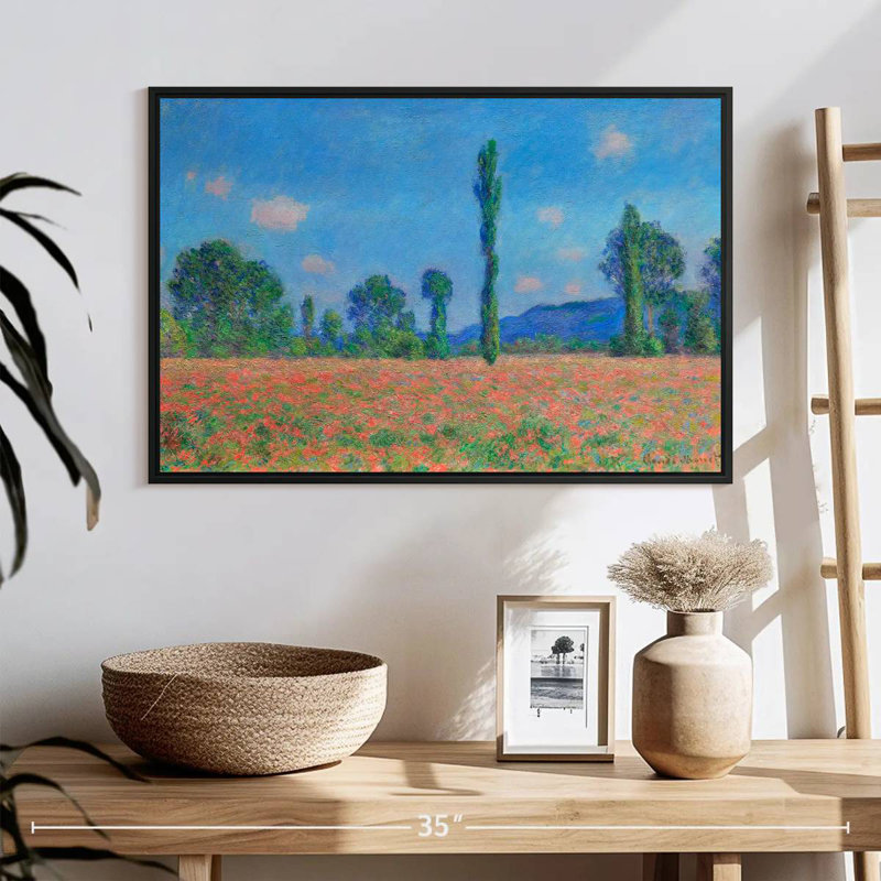Champ de coquelicots, Giverny, 1891, 25 po x 17 po, Cadre flottant noir